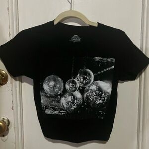 Black Graphic Disco Ball Baby Tee Vintage Retro Top